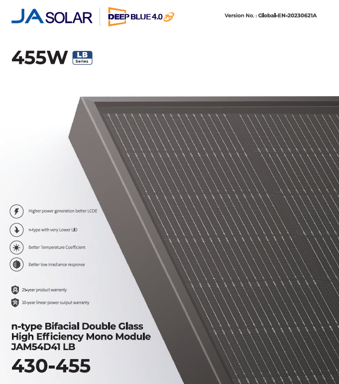 JA Solar 450W JAM54D41 LB bifazial full black